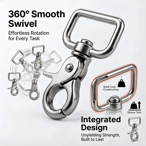 Metal Swivel Snap Hooks 12 Pack Heavy Duty Trigger Snaps With 360 Degree Rotation Nickel Plated Eye Closure Built Tough Fasteners