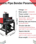 Yokoma Electric Tube Pipe Bender Machine With 15 Round And 9 Square Dies 2.2KW 3HP Motor shown with specifications and dimensions
