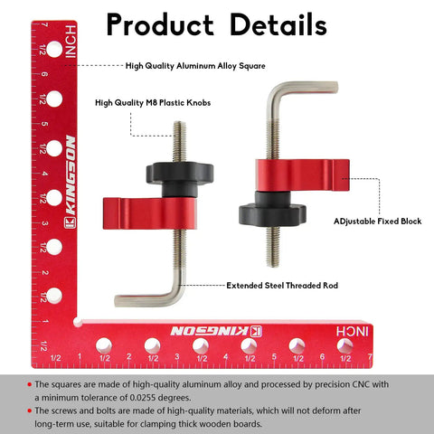 Beefy 90 Degree Positioning Squares Right Angle Clamps Corner Clamp Set For Woodworking Aluminum Alloy 7.1 Inch Product Details