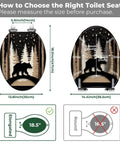 Elongated Toilet Seat Resin for Bathroom with measurement guidance, showcasing sizes and shapes for proper fit.