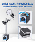 Dial Indicator With Magnetic Base 0-1.0 In Range, 0.001 In Precision, showing large magnetic suction base and adjustment arm