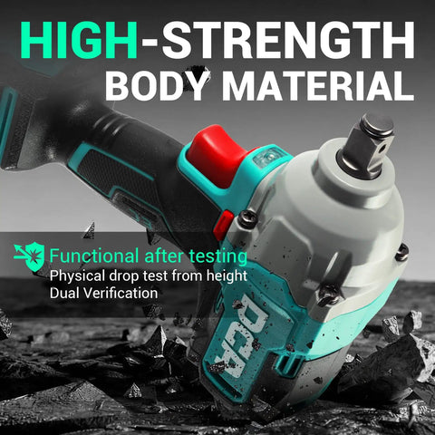 Heavy Duty Cordless Impact Wrench With Brushless Motor, Cranks Out 503 Ft Lbs Raw Torque showcasing high-strength body material.