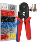 All In One Crimping Tool Kit With 1800 Ferrules, Self Adjusting Ratchet Crimper, Eight Ferrule Sizes From AWG 22 To 7 (0.5-10mm2)