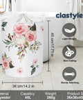 Blooming Pink Flowers Laundry Basket Round Hamper For Girls Room And Nursery Toy Storage Dirty Clothes Organizer Floral Pink Flower Design Soft Fabric Hamper With Handles