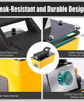 High-Pressure Air Hydraulic Pump Kit With 10,000 PSI Power, 0.6 Gal Reservoir, Foot Pedal Operation, 6.6 Ft Hose And Spray Gun, NPT Three-Eighth Inch Outlet And One-Quarter Inch Inlet, Yellow Built-To-Last Workhorse For 10-Ton Jobs, aluminum core and seal ring