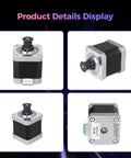 Creality K2/K2 Pro Z-axis stepper motor; four-angle views, black housing with silver ends, high-torque 1.8° step angle