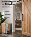 Heavy Duty Vertical Track Roller Wheel With Bracket Handles Heavy Doors Like A Dream Quiet Rubber Glides Anti Wobble Support For Cabinets Furniture Universal Fit Single Orange Piece, close-up of wheel on sliding door.