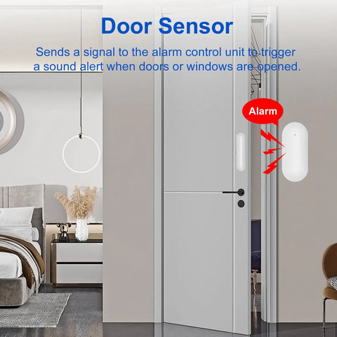 Wireless Home Security Alarm System Kit With 4G LTE And WiFi door sensor on bedroom door for real-time app alerts