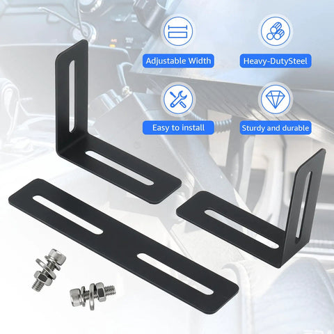 Adjustable Universal Mounting Bracket For CB And Ham Radios And Scanners, Wide 6 To 10 Inch Fit, Black 2 Pack With All Hardware Display