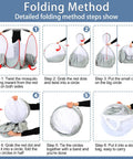 Steps to fold Portable Pop Up Bed Tent Mosquito Net For Travel And Camping, breathable hexagon mesh bed netting for storage.