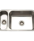 Top view of Elite 31 Inch Undermount Stainless Steel Kitchen Sink With Left Double Bowl And Strainer 18 Gauge T304 80 20 Configuration