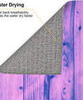 Light Purple Wood Grain Dish Drying Mat showing microfiber surface with breathable back, size 16x18 inches for kitchen counter.