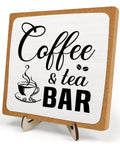 Rustic Coffee And Tea Bar Decor Sign Dope Wooden Plaque For Cafe Bar Or Coffee Station Or Shelf Farmhouse Kitchen Vibe And Tea Accessories For Home Or Office 5.9 By 5.9 Inches White And Brown