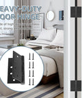 Six Pack Tough As Nails 4 Inch Stainless Steel Door Hinges Heavy Duty Ball Bearing Action Matte Black Finish installed in a bedroom.