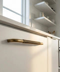 Solid Brass Cabinet Handle With Coiled Wire Grip, Vintage Industrial Style, Antique Brass Finish, Handcrafted Hardware for Cabinets