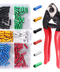 All In One Bike Repair Kit With 121Pcs Heavy Duty Cable Cutter Spoke Nipples And Crimps Set Includes 1 Cable Cutter And 6 Color End Caps