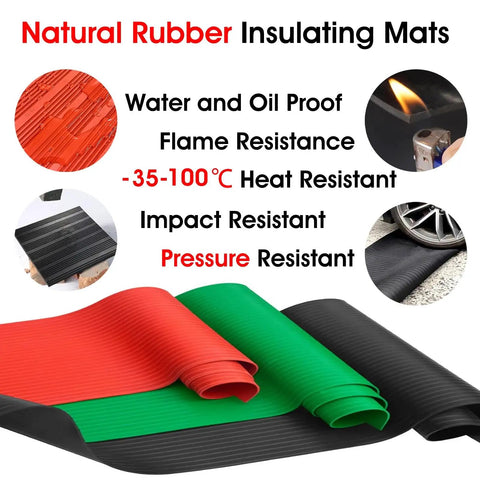 Heavy Duty High Voltage Insulated Floor Mat For Electrical Work 2m By 1m By 8mm Dielectric Safety Rubber Mat in black, red, green