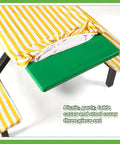 Stripe Picnic Table Cover Set With Bench Covers 72 X 30 Inch Fitted Waterproof Vinyl Tablecloth For 6 Ft Tables Elastic Edges in yellow and white