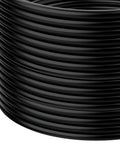 Black 50 foot extension cord for Heavy Duty Outdoor Power Stake With 50 Foot Extension Cord Featuring Six Grounded Weatherproof Outlets.