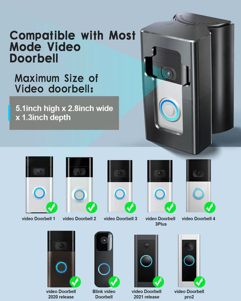 Adjustable Doorbell Angle Mount 35 To 145 Degrees Anti Theft Security Bracket for Most Video Doorbells