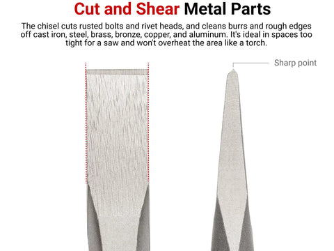 One Inch Cold Chisel Heavy Duty Metal Cutter for Cutting Bolts, Rods, and Rivets, Shaping Cast Iron, Steel, Brass, Copper and Aluminum