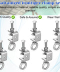 Six Pack Stainless Steel C Clamps With 4.72 Inch Beam Depth And M8 Screw Ring in a front display