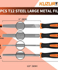 31 Piece Metal File Set With 4 Eight Inch Metal Files including flat, half-round, round, and triangular shapes.