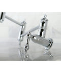 Pot Filler Faucet With Metal Lever Handle Polished Chrome Spout Height 8.125 Inch Wall Mount close-up of polished finish