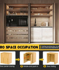 Heavy Duty Pocket Door Hardware Kit With DIY Friendly Hidden Sliding System and pivot hinges installed in recessed kitchen cabinet doors