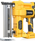 Heavy Duty Pro Grade Cordless 2 Inch Brad Nailer, Hella Sturdy 2 In 1 Electric Nail And Staple Gun, 18 Gauge battery-powered tool with nails.