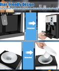 Hot And Cold Water On Demand Dispenser For 1.1 To 4.9 Gallon Bottles, detachable drip tray and barrel seat shown
