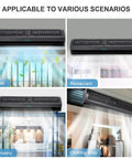 Heavy Duty 36 Inch Wall Mount Black Air Curtain Fan With Magnetic Switch And Three Speed Settings For Commercial Spaces installed in hotel and restaurant settings.