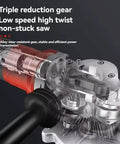 Heavy Duty Cordless Rebar Cutter 1380W With 2 Batteries, 180 Degree Rotating Head For Steel Metal Rods, internal gear mechanism shown