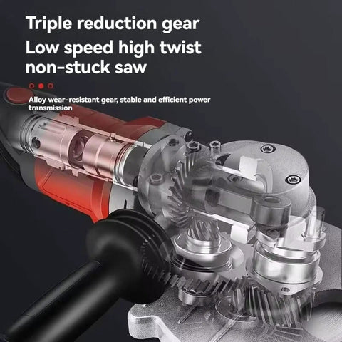 Heavy Duty Cordless Rebar Cutter 1380W With 2 Batteries, 180 Degree Rotating Head For Steel Metal Rods, internal gear mechanism shown