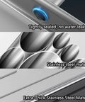 Close-up of Heavy Duty Metal Drip Pan For Window Air Conditioners Thickened Deep Condensate Tray With Drain Fitting Kit, stainless steel details