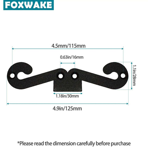 Matte Black Decorative Dummy Hinges 4 Pack 4.9 Inch By 1.18 Inch Antique Deer Horn Style dimensions diagram.