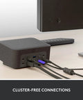 Slick Plug And Play Usb C Laptop Docking Station With Dual Screen Support And Five High Speed Ports connected at a desk