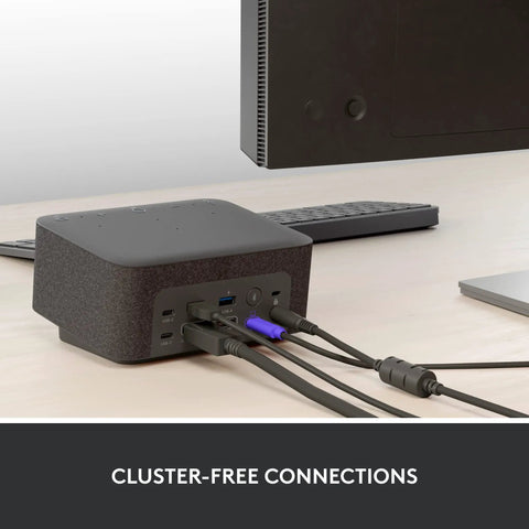 Slick Plug And Play Usb C Laptop Docking Station With Dual Screen Support And Five High Speed Ports connected at a desk