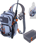 Lightweight Fishing Backpack With Dual Tackle Boxes And Rod Holder Water Resistant Gear Pack For Freshwater Fishing Gray