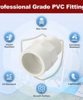 Half Inch PVC NPT Male Thread Adapter Slip Coupling for Schedule 40 Pipes, white, with non-toxic, impact and corrosion resistant features