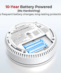 Ten Year Sealed Battery Operated Smoke Detector With Voice Alert, Photoelectric Sensor And Bright LED Indicators For Home Safety, A No Hassle Fire Alarm System For Living Room, Kitchen And Hallways, underside view