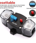 200 Amp 12-24V Manual Reset Circuit Breaker for Trolling Motors and Marine RV Power Systems Inline Fuse Block Holder 0-8 Gauge High Current Protector Waterproof Auto Stereo Inverter Safety, top view