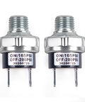 165 To 200 Psi Air Pressure Switch With One Quarter Inch NPT Thread For Train Horn Valve And Air Compressor Plug And Play DC 12V And 24V Electrical Control Mountable Suspension Tank Silver Finish Two Pack