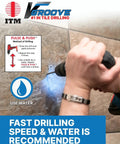 V-Groove Tile Drill Bits 1/4 Inch By 4 Inch Carbide Tipped 25 Pack For Porcelain Ceramic Marble Stone And Glass Tile Precise, Clean Drilling For DIY Home Upgrades in use on tile with water
