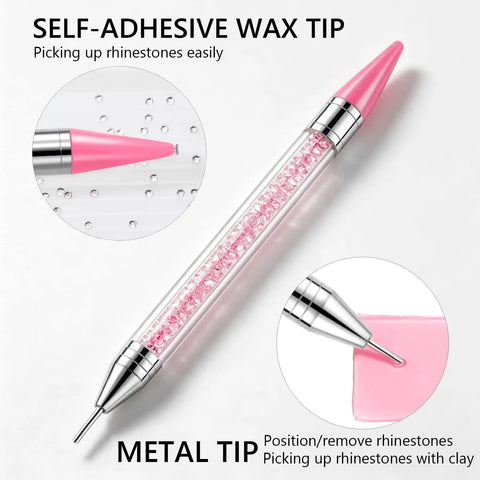 Wax Pencil For Rhinestones And Nail Art With Dual Head Rhinestones Picker Tool Sticky Wax Tip Grabs Stones Instantly