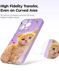 Auto 3D Vacuum Phone Case Heat Press Machine For Custom Sublimation Printing On Curved IPhone And Android Covers with kitten design.