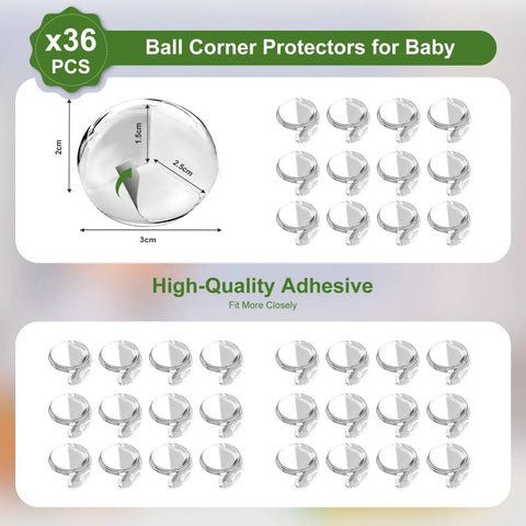 36 Pack Clear Corner Protectors For Baby Rock Solid Table Edge Guards For Furniture Foolproof Child Proofing Bumpers, shown in 3cm size.