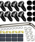 Black Anti Theft License Plate Screws Kit With Stainless Steel 1/4 Inch Security Mounting Hardware Includes Caps Inserts Rattle Proof Pads