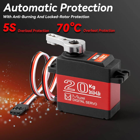 20Kg High Torque Digital Servo With Waterproof Metal Gear For One Eighth And One Tenth RC Cars And Robots DS3218, front view