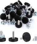 Adjustable Furniture Feet 24 Piece Set For Tables, Chairs, And Cabinets Leveling Threaded Posts With Non Slip Bases displayed